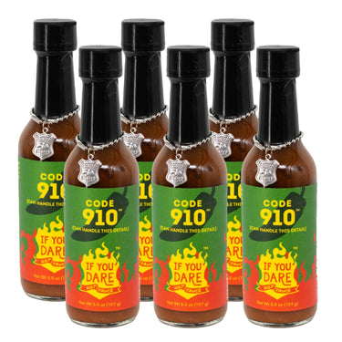 Code 910 Hot Sauce | Pack of 6 | 5.5 oz | Medium Heat Level | If You Dare Foods